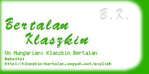 bertalan klaszkin business card